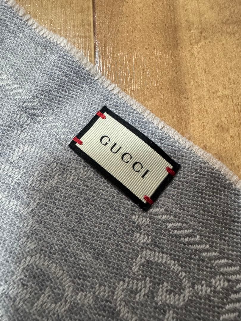 GUCCI グレー マフラー ウールカシミヤ混