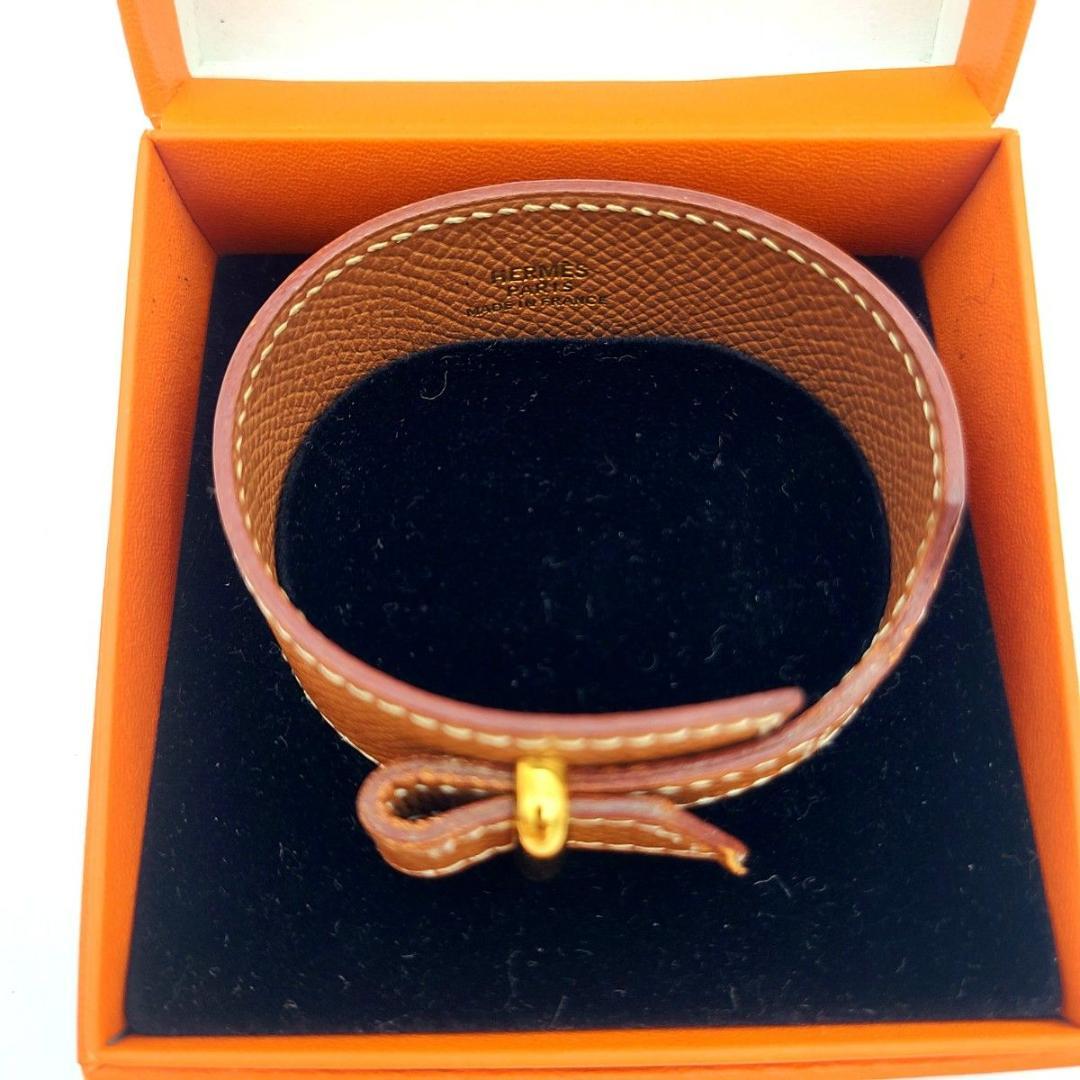 HERMES エルメス ブレスレット 本革 バングル 金具 箱付