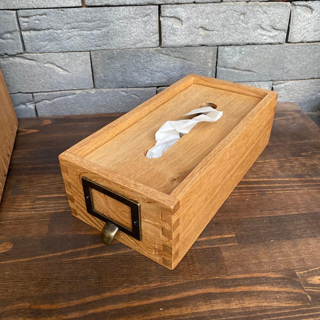 木製ブックスタンドとティッシュボックス ホワイトオーク無垢　オーダー品2点