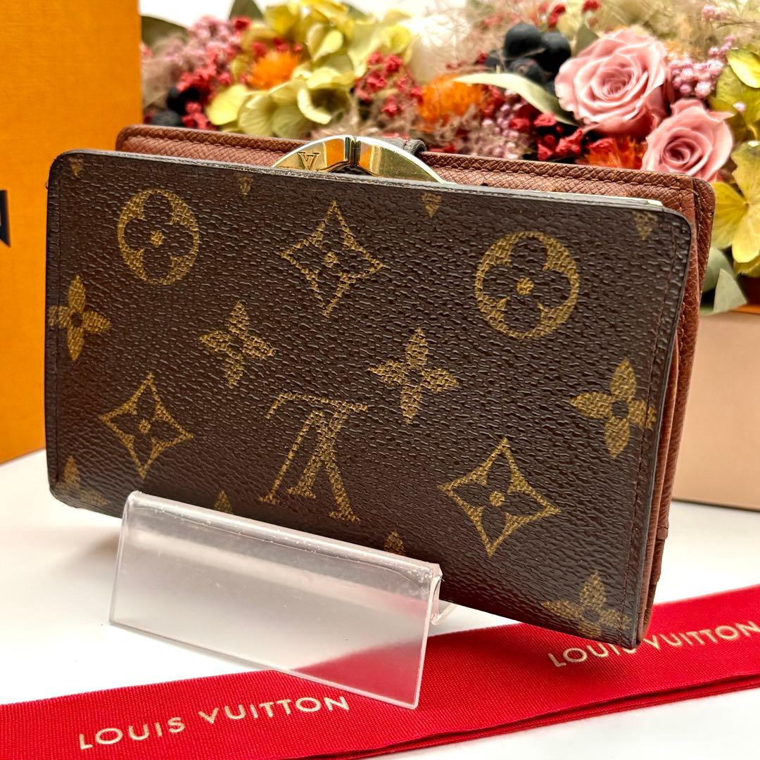ルイヴィトン モノグラム ヴィエノワ がま口 小型 二つ折り 財布