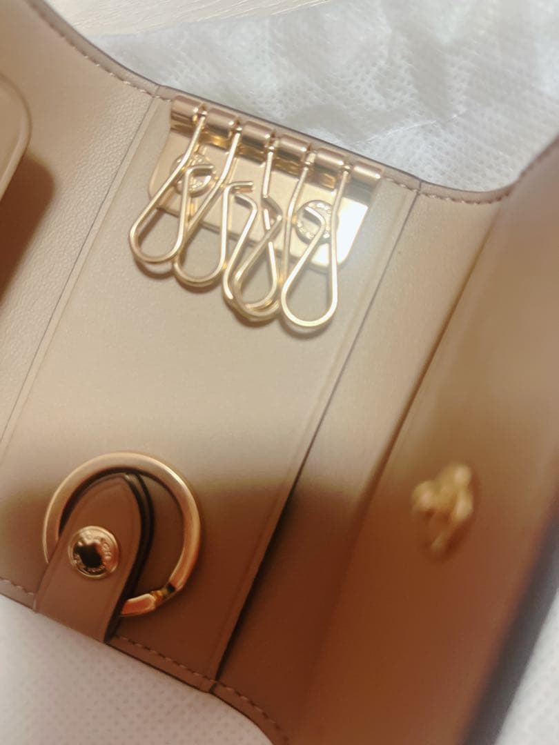 COACH レザーキーケース ホワイト/ピンク