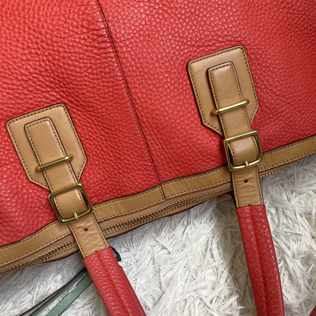 美品 COACH コーチ 特大 トート オレンジ ショルダーバッグ