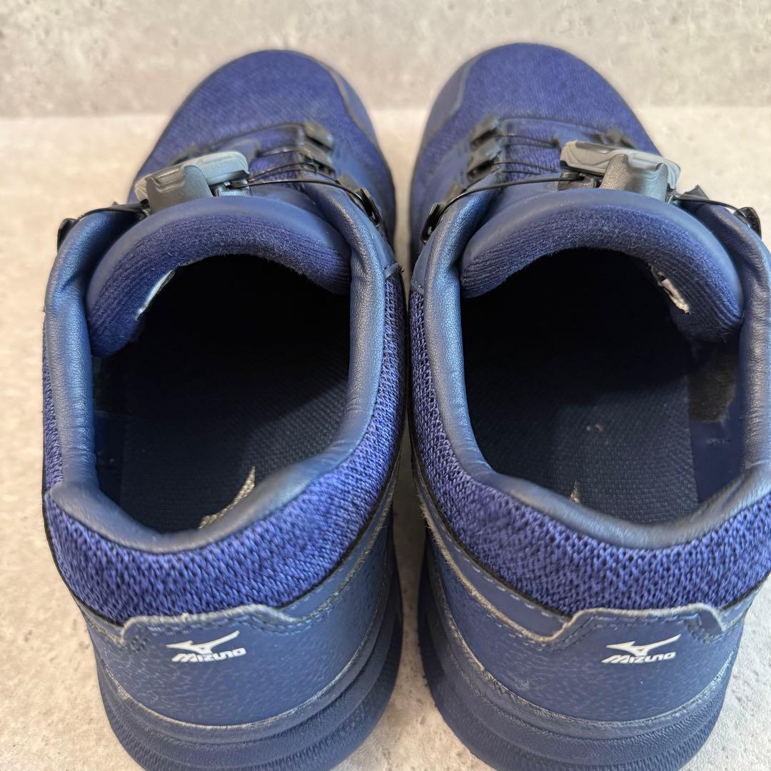 美品 MIZUNO 安全靴 BOA ダイヤル式 JSAA ネイビー 25.5cm