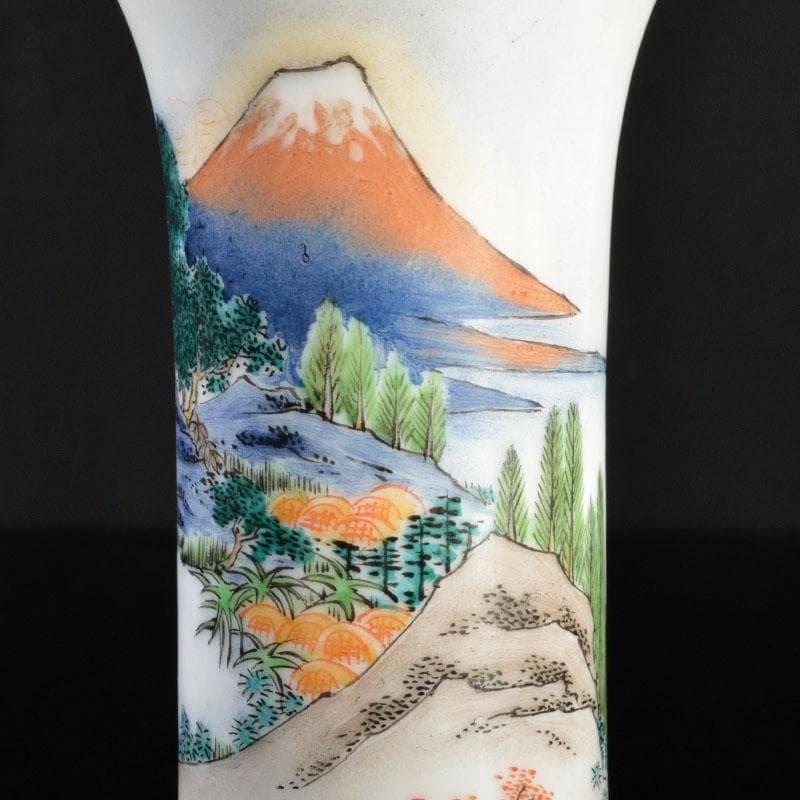 九谷焼 金栄堂 色絵金彩 山水人物文瓶 V R4800