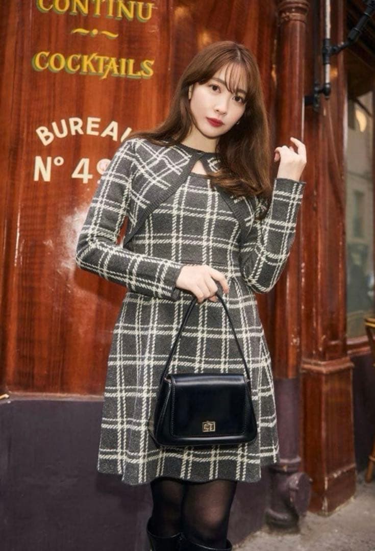 Pantheon Checked Knit Dress gray Mサイズ - メルカリ