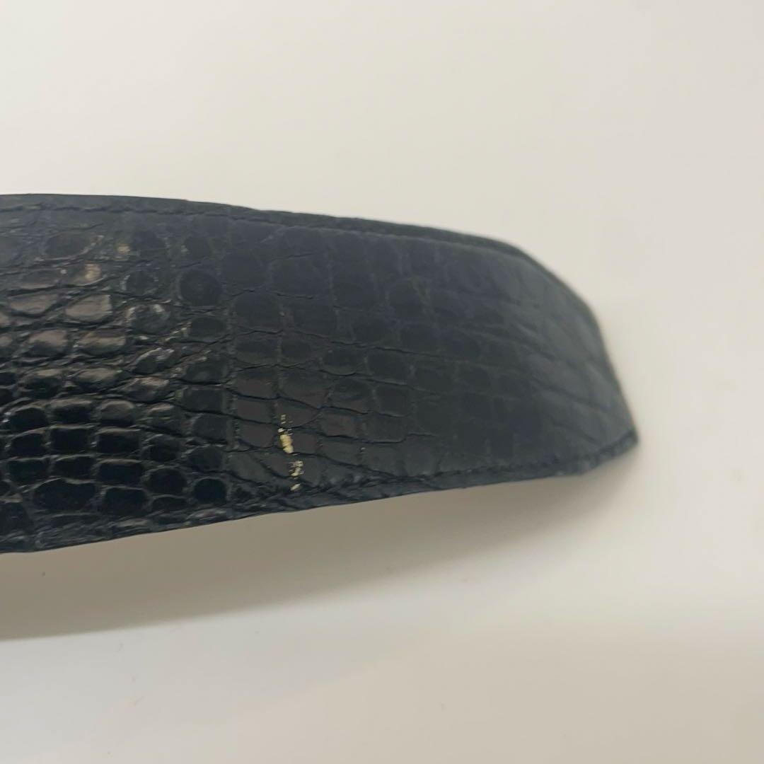 CELINE ✨セリーヌ クロコダイル風　レザー ベルト 馬車金具 ゴールド