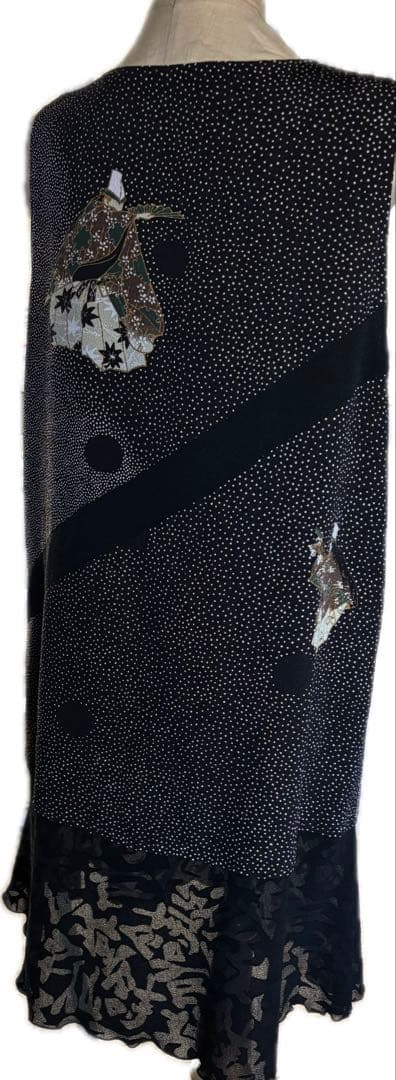 詩仙堂　可愛い能舞柄　袖無しワンピース　能舞柄上着セット　上着大末さんタグ