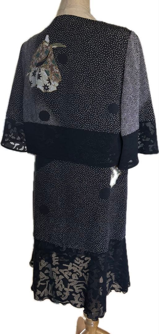 詩仙堂　可愛い能舞柄　袖無しワンピース　能舞柄上着セット　上着大末さんタグ