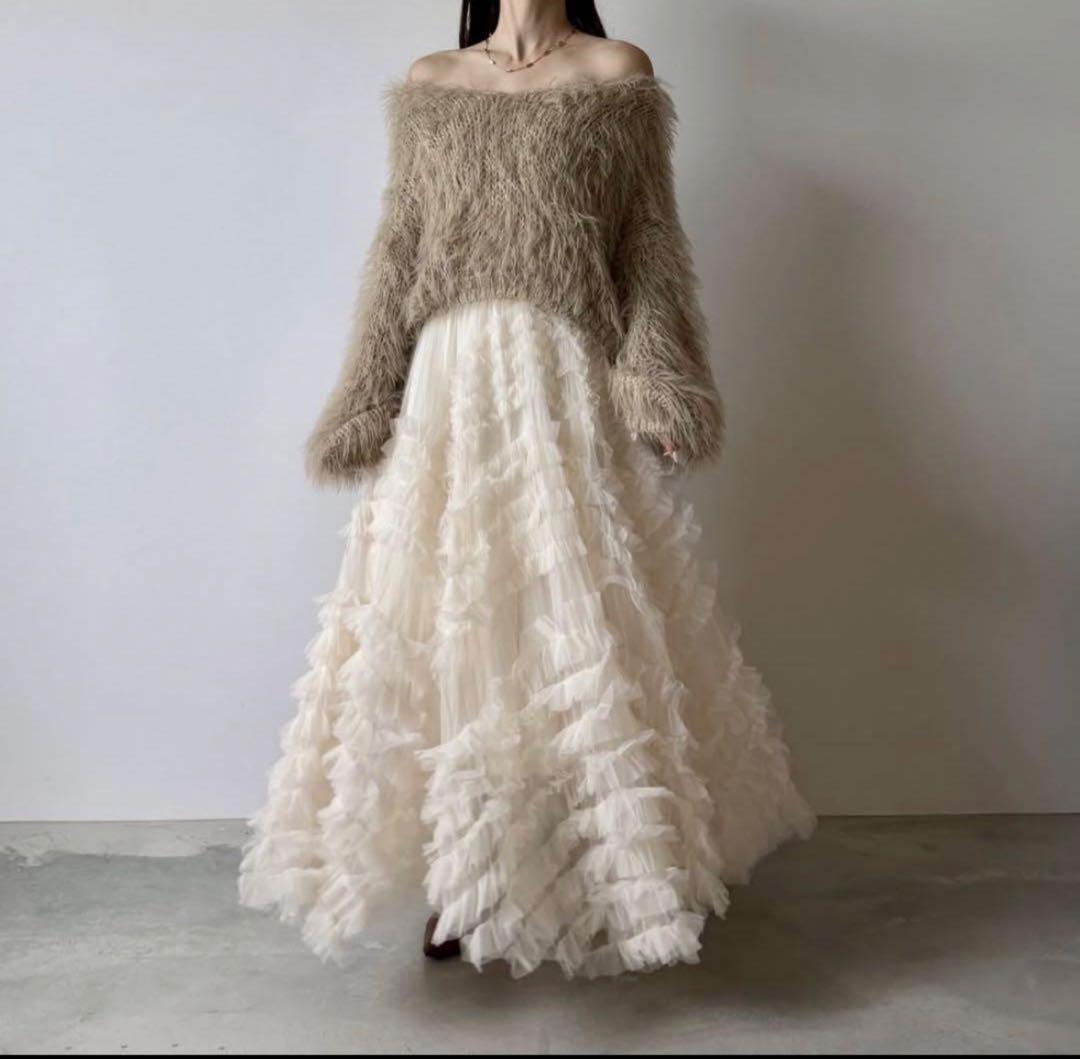 AÉRMA チュール フリル ロングスカート チュールスカート