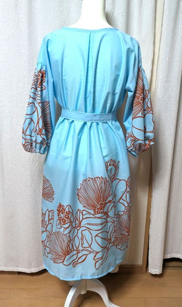 ハワイアンワンピース　八分袖　袖口ゴム③