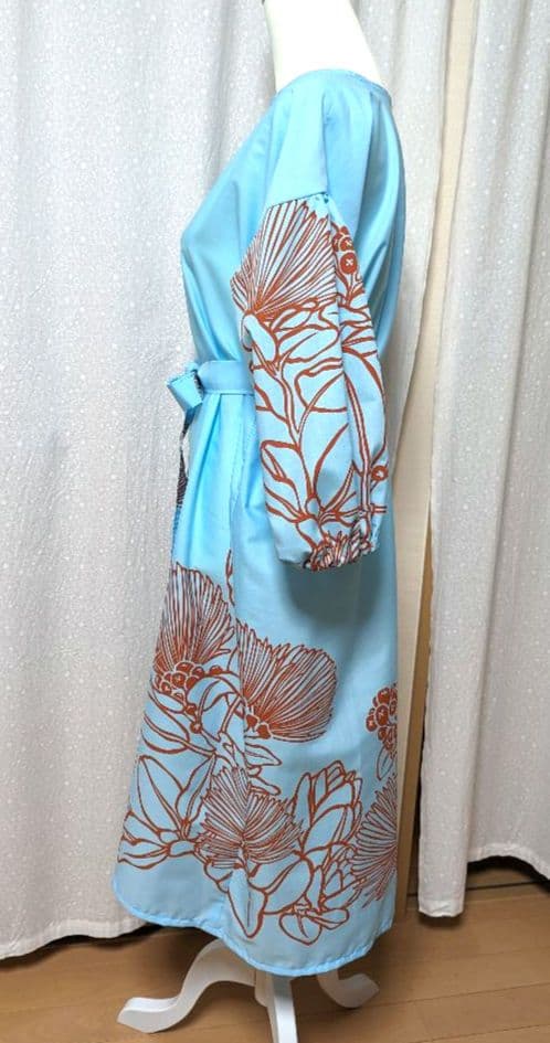 ハワイアンワンピース　八分袖　袖口ゴム③