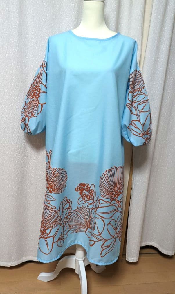 ハワイアンワンピース　八分袖　袖口ゴム③