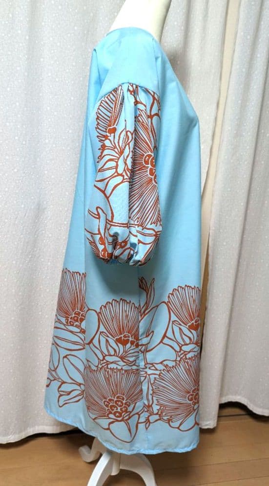 ハワイアンワンピース　八分袖　袖口ゴム③