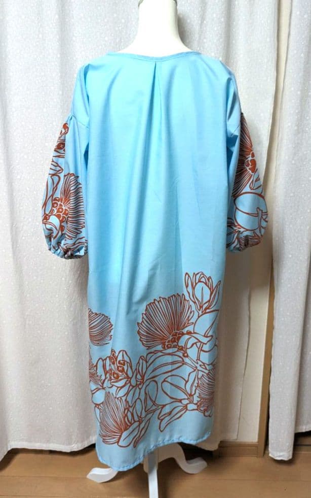 ハワイアンワンピース　八分袖　袖口ゴム③