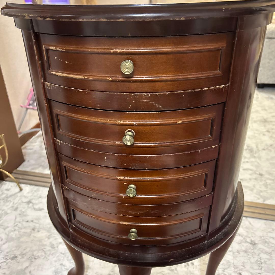 アンティーク　ジュエリーチェスト 4段 猫足　3本足　天然木