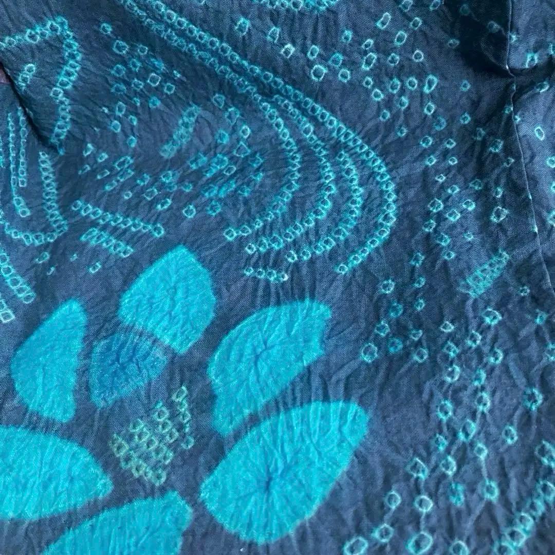 よりゆか 有松絞り・有松鳴海絞り浴衣　グレー・ターコイズNo.7-210B