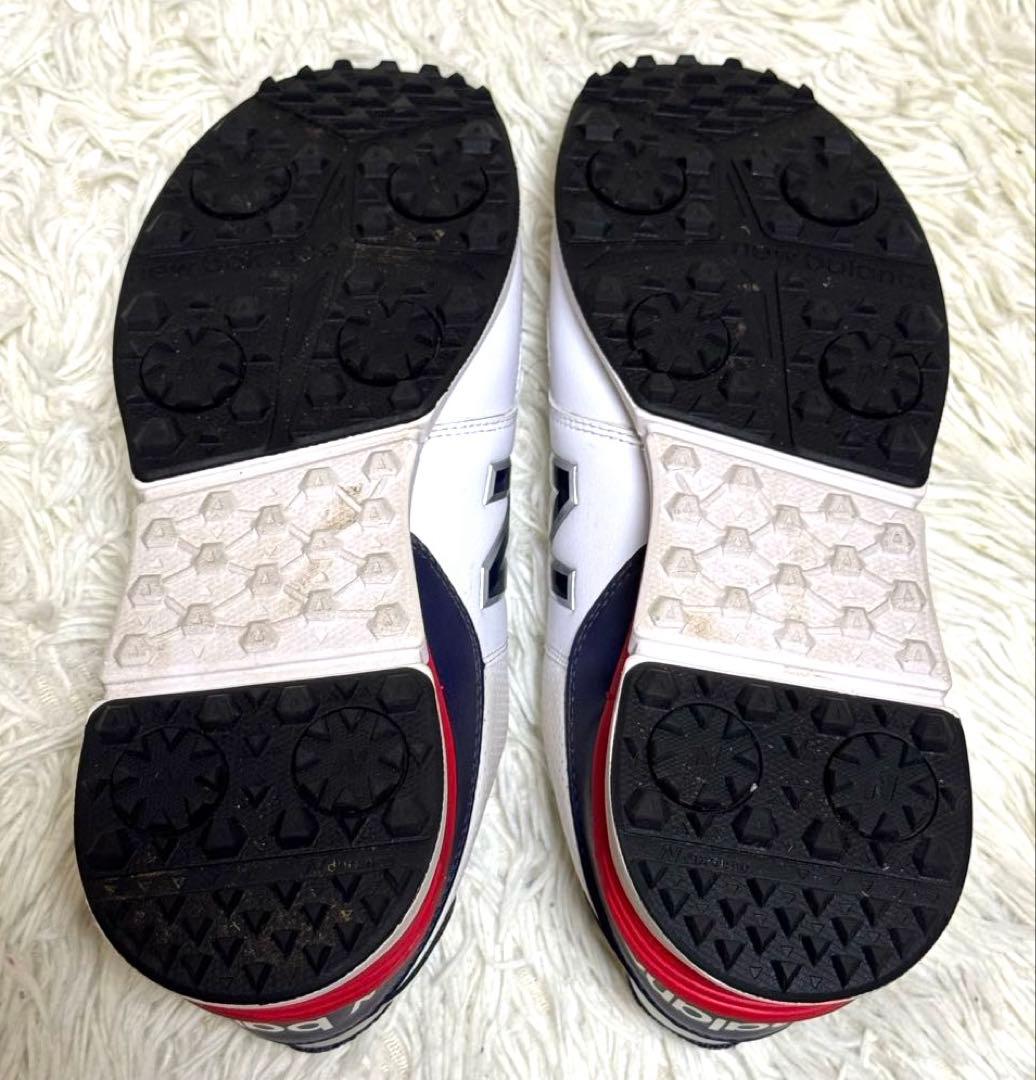 美品】new balance ゴルフシューズ 26.5㎝ 白/紺/赤