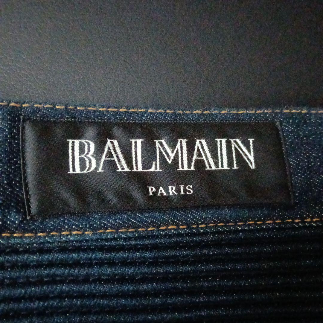 BALMAIN インディゴストレッチバイカーデニム 蛇腹 Biker Denim