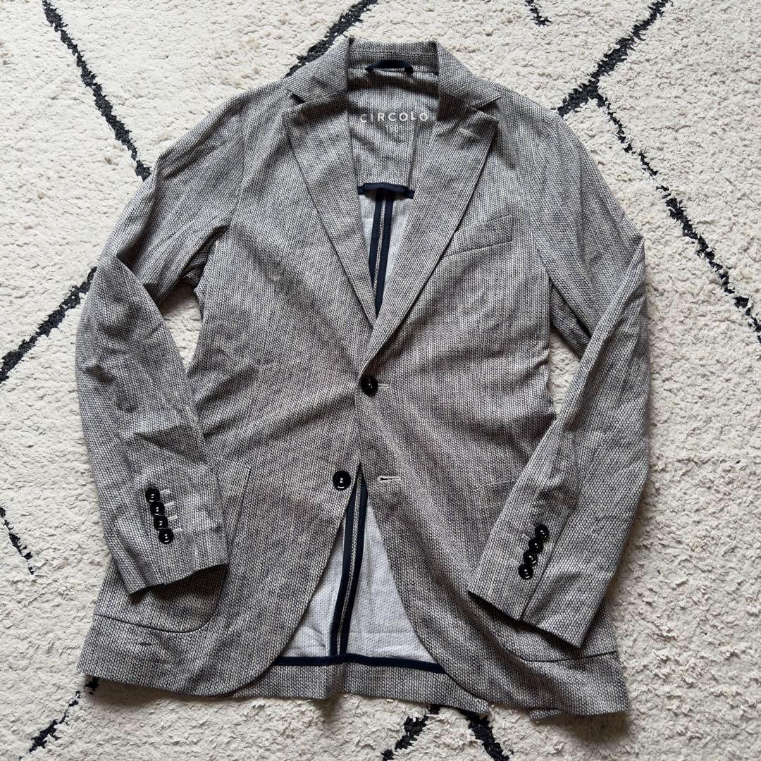 チルコロ　テーラードジャケット　トラベルグレー　ストレッチ　44サイズ　洗える