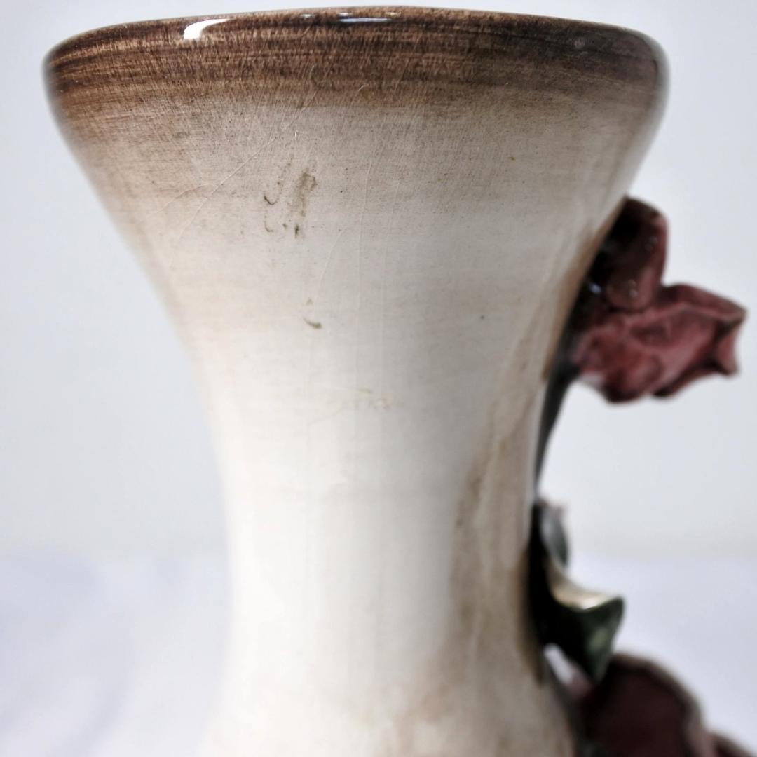 イタリア製 Capodimonteカポディモンテ 花瓶 陶花薔薇 ヴィンテージ