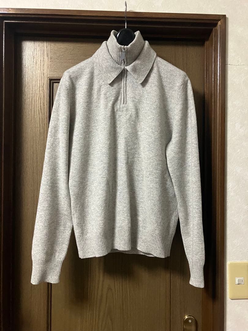 hermes ニット　襟レイヤードデザイン　ハーフジップ
