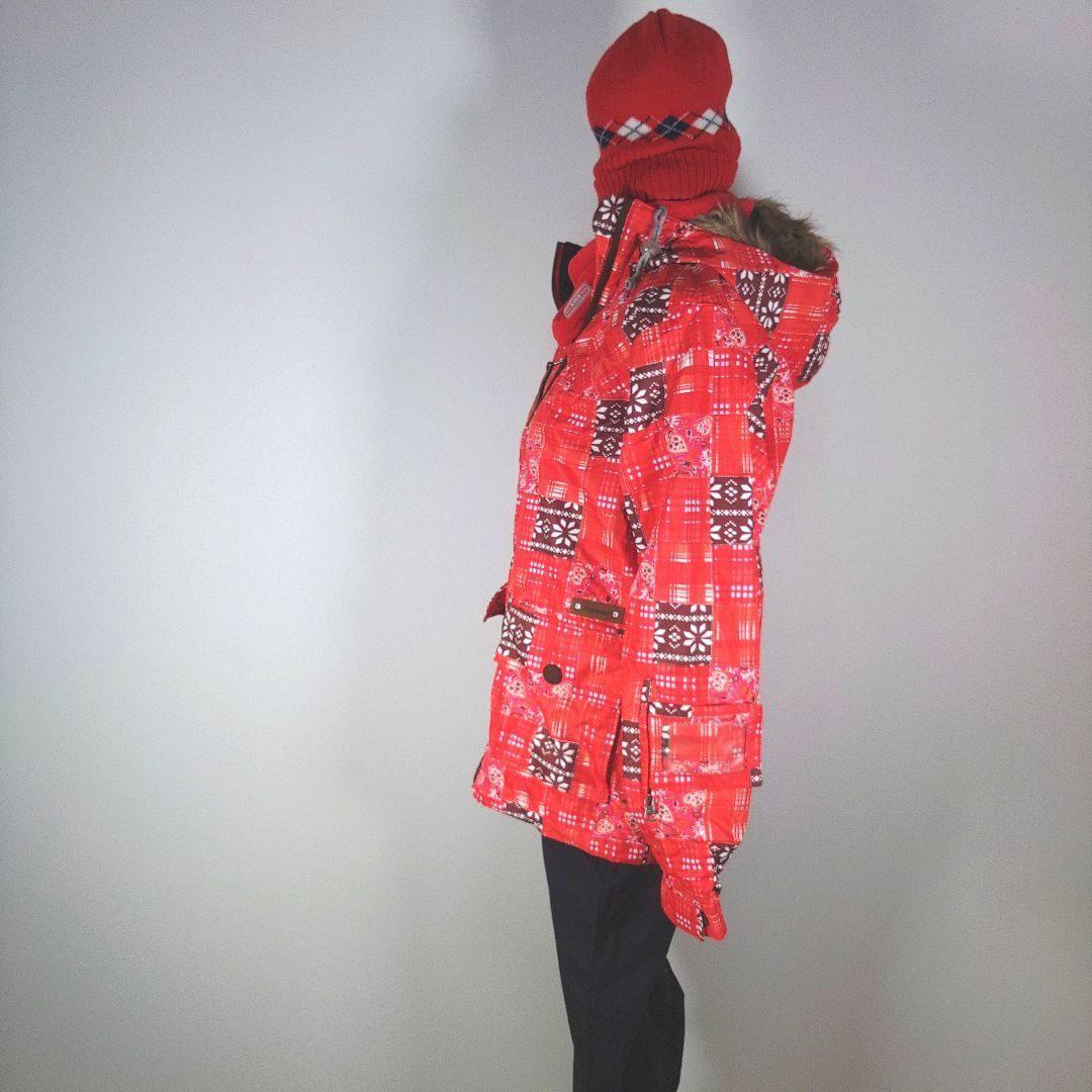 キスマーク　レディース　スノーボードウェア　Mサイズ　レッド　ブラック　ニット帽