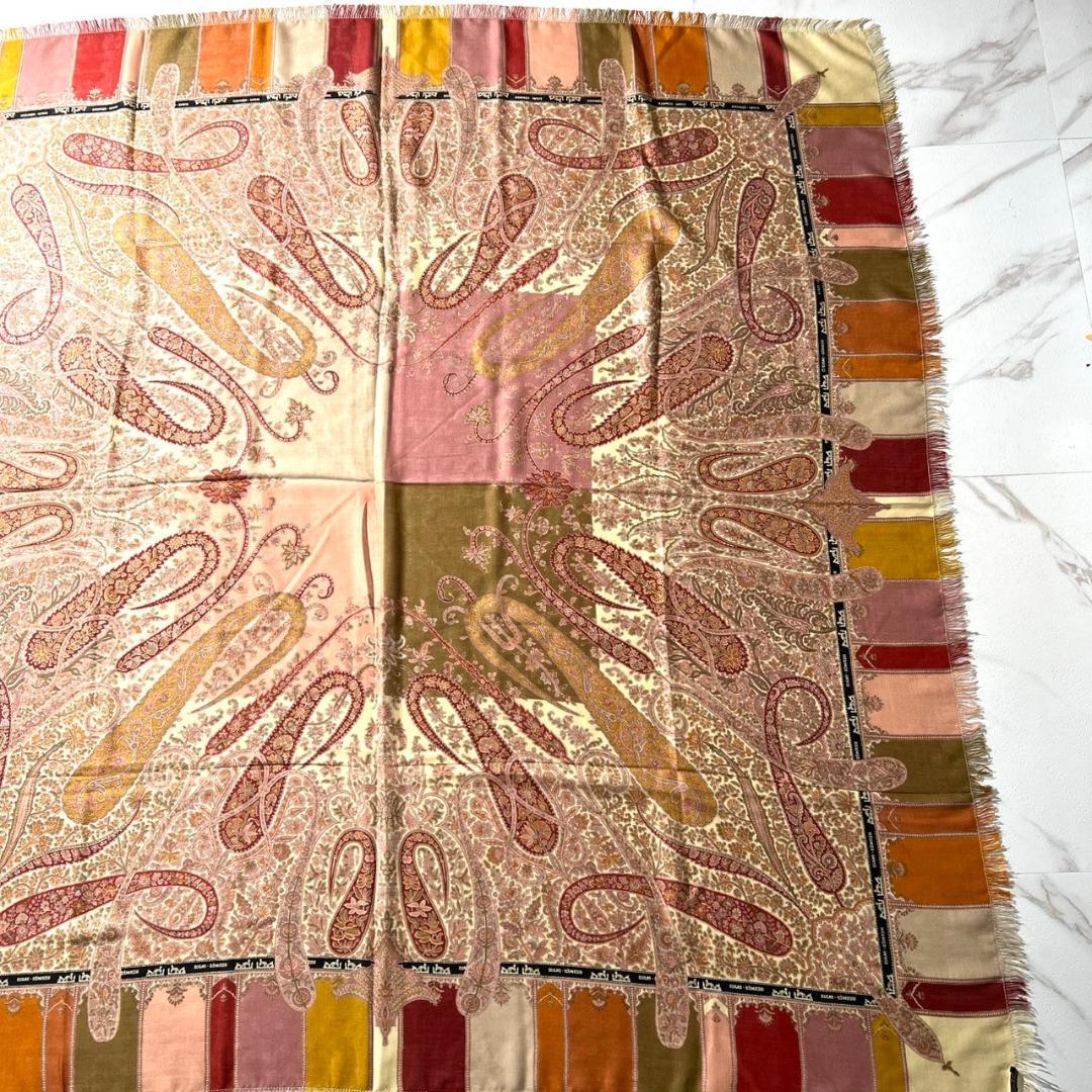 希少✨エルメス カレ140 カシミアシルク ショール スカーフ ペイズリー 美品