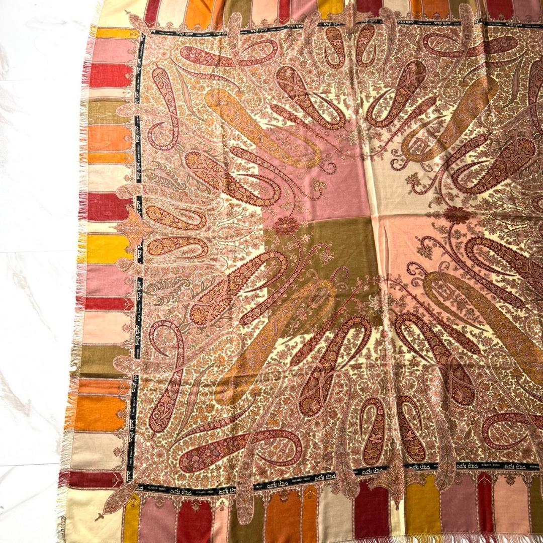 希少✨エルメス カレ140 カシミアシルク ショール スカーフ ペイズリー 美品