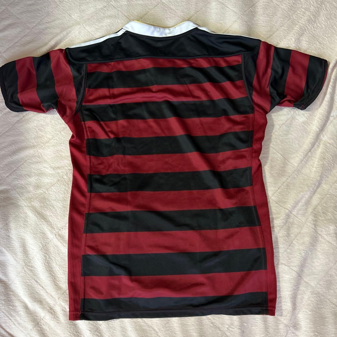 adidas ラガーシャツ 赤/黒 ストライプ