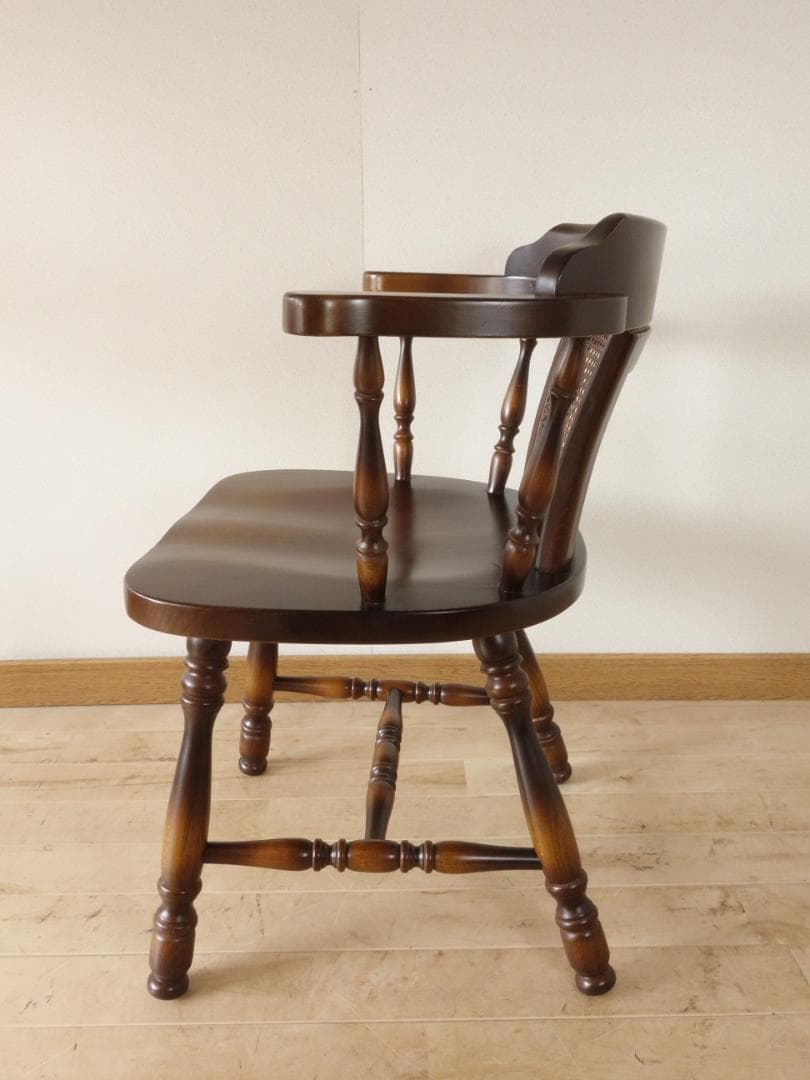 飛騨産業キツツキ穂高アームチェアーBイス椅子 木製再塗装済USED