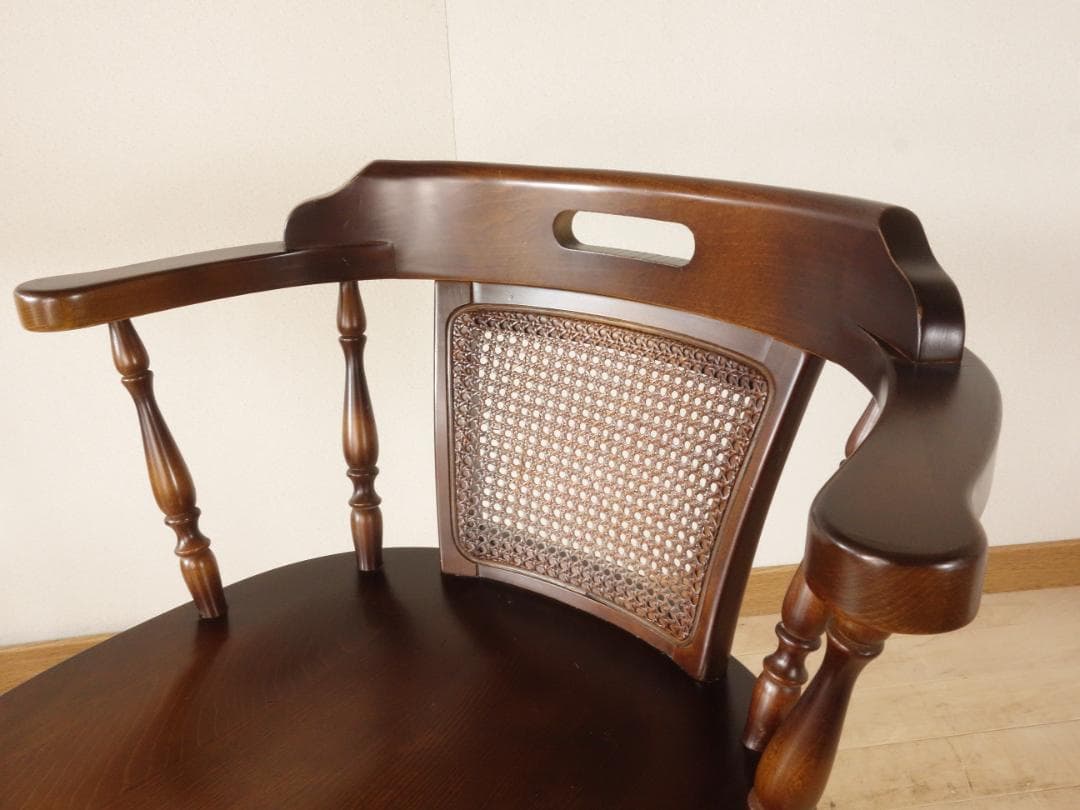 飛騨産業キツツキ穂高アームチェアーBイス椅子 木製再塗装済USED