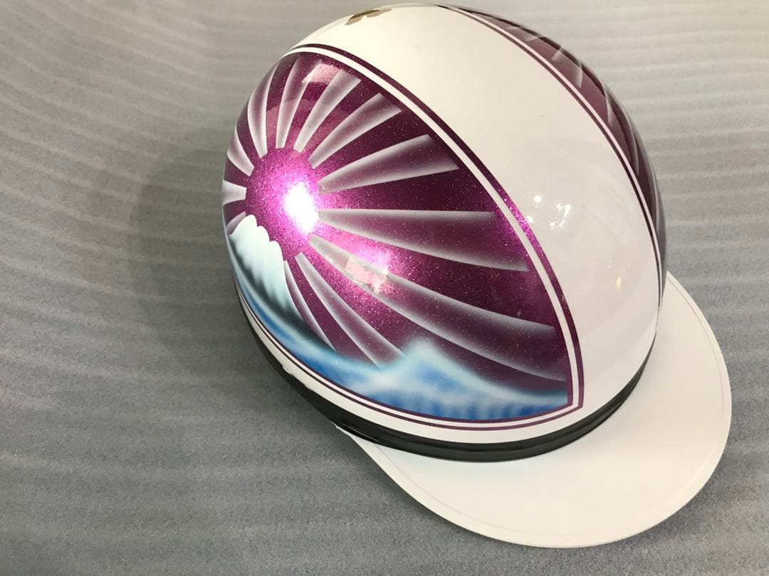 七色ラメ 富士日章 コルク半 ヘルメット 波 旧車會 CBX400F 旭風防