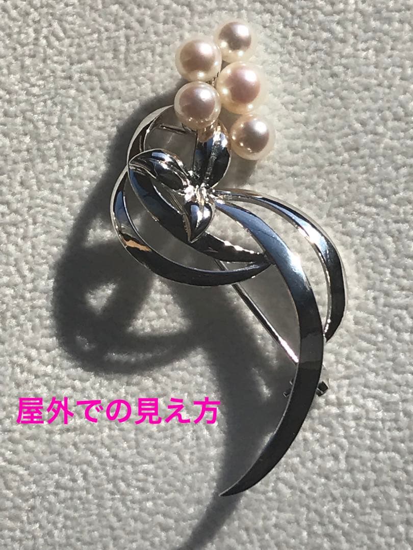 本日限り！特価！【ケース付☆】ミキモト　アコヤ　フラワー　ブローチ　SV