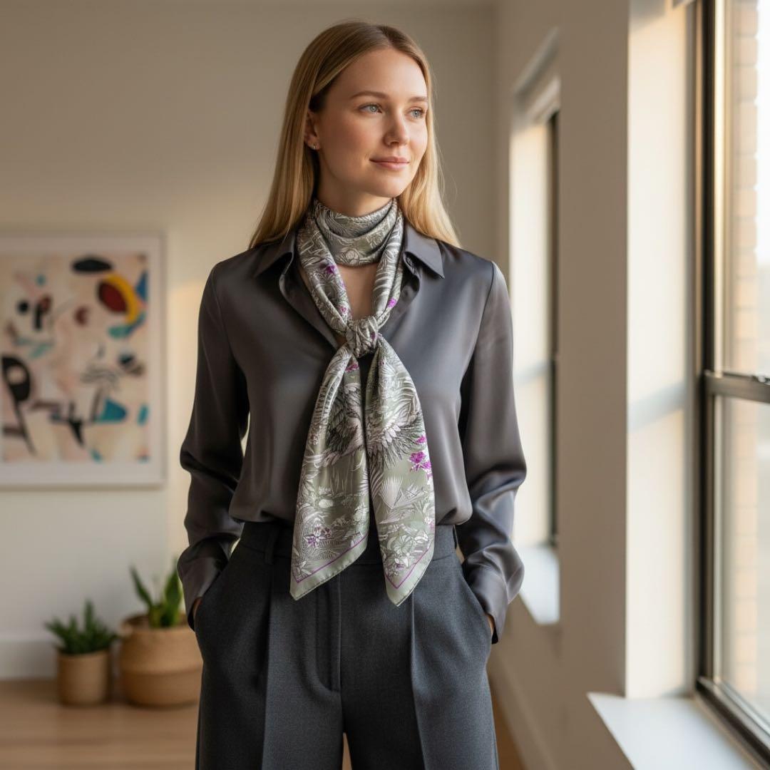 極美品 エルメス カレ90 フラミンゴパーティー スカーフ シルク100