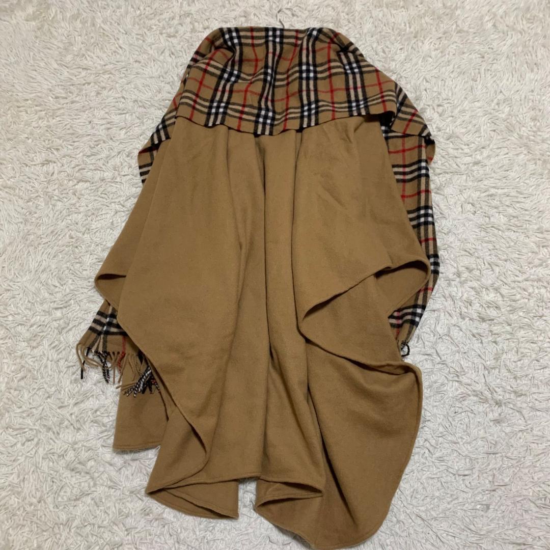 美品✨バーバリー ポンチョ ケープコート ノバチェック マフラー付きショール