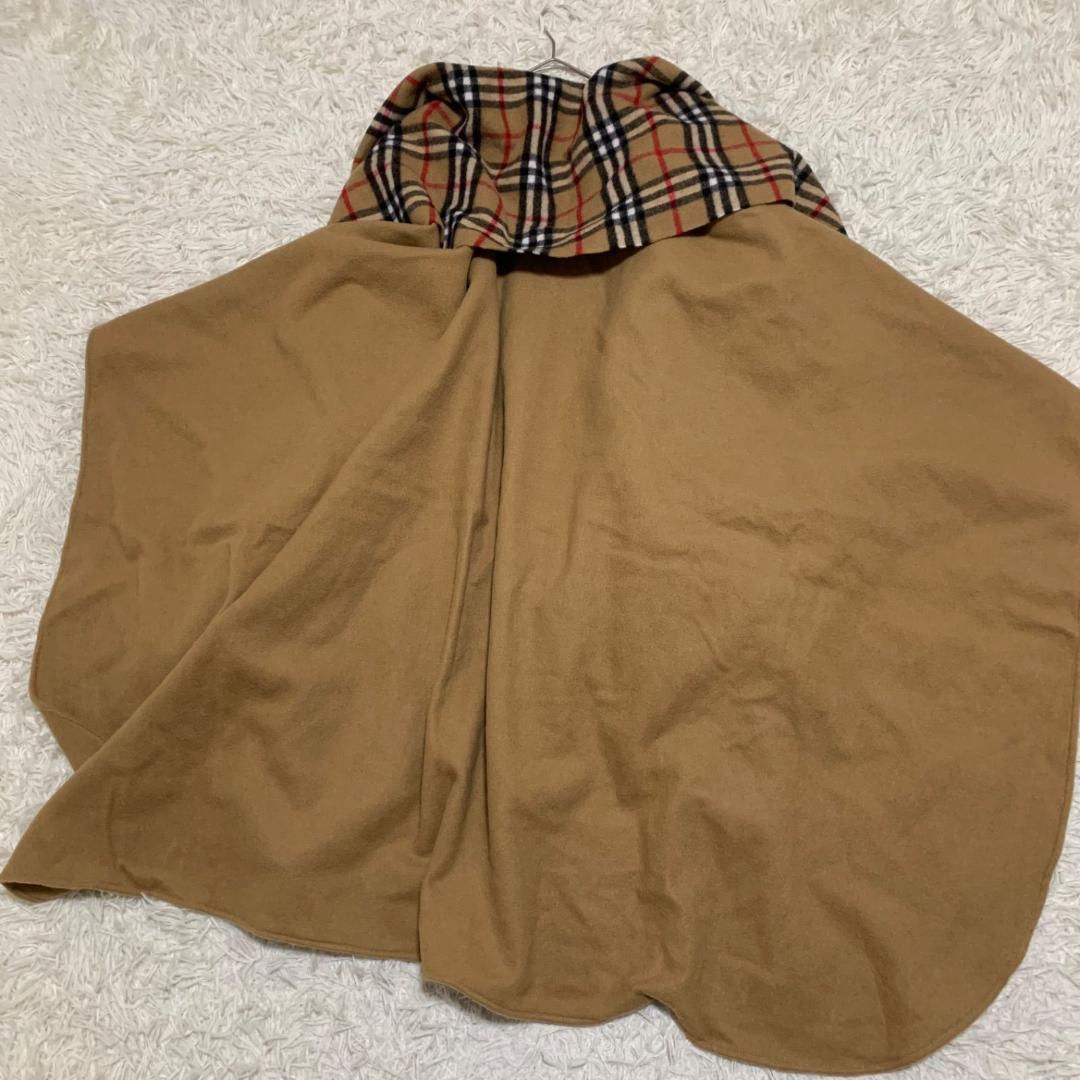美品✨バーバリー ポンチョ ケープコート ノバチェック マフラー付きショール