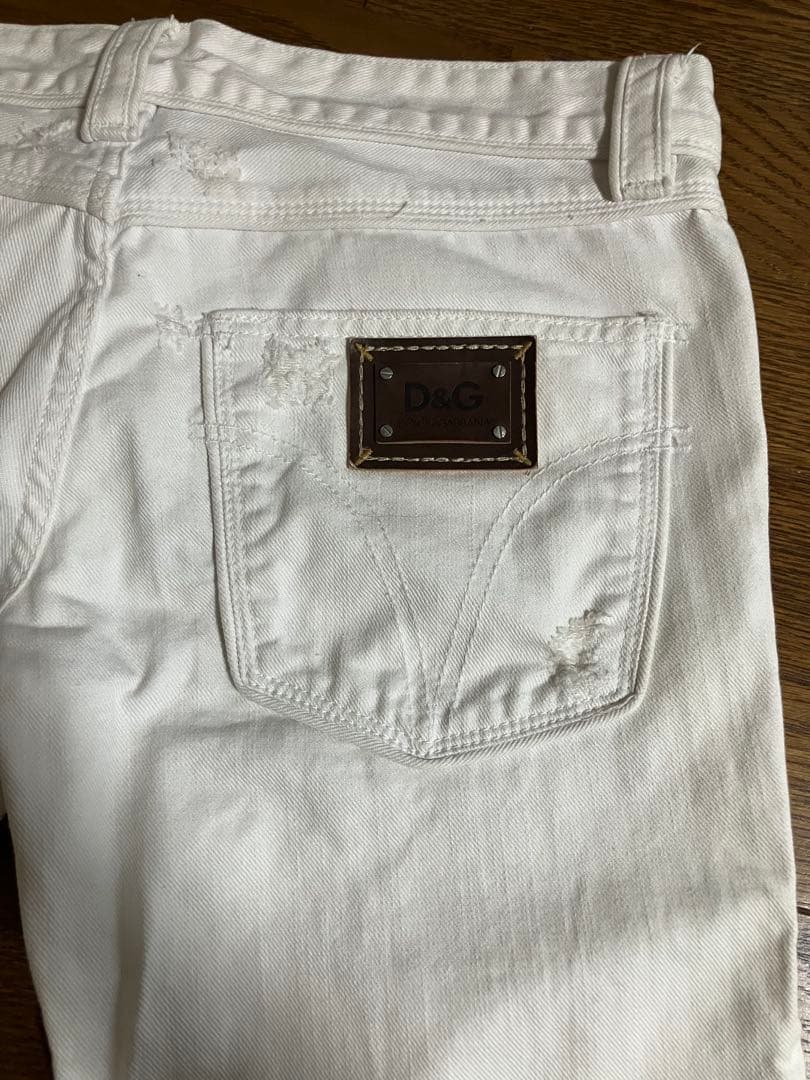 d&g dolce&gabbana white denim pants