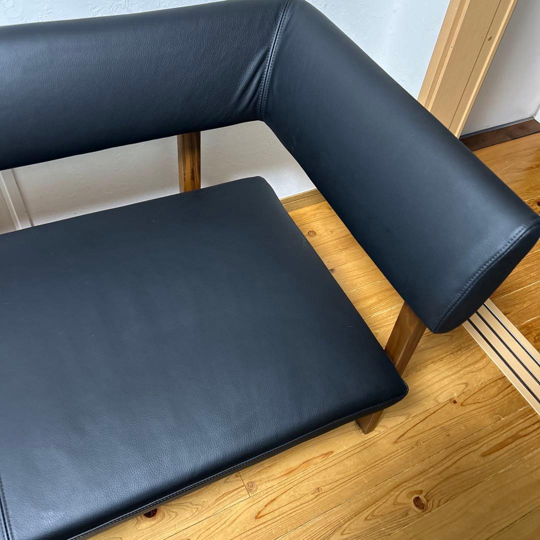 ナガノインテリア　 MOCOA 本革片アームチェア三人掛け　日本製