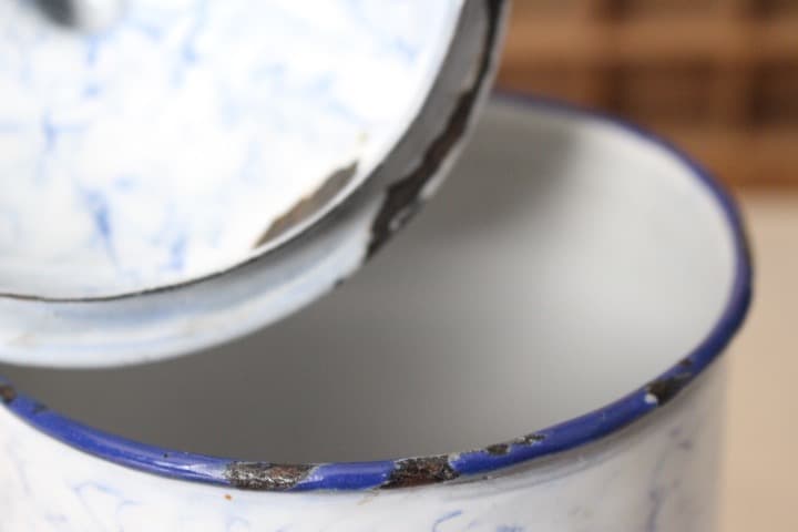 フランスアンティーク ホーローキャニスター3点 マーブル