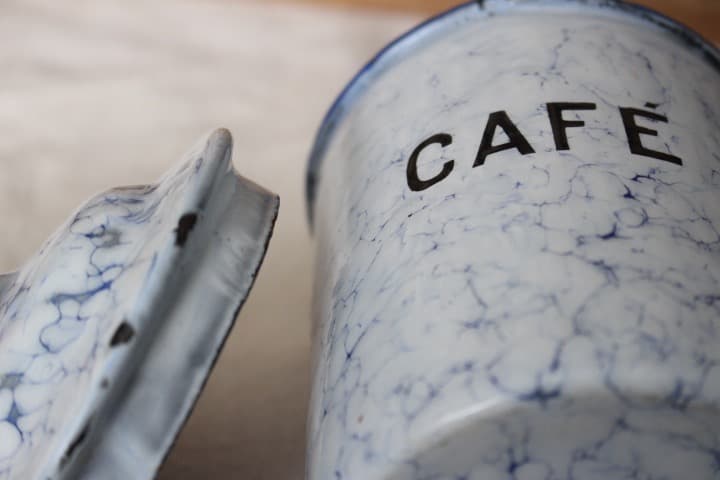 フランスアンティーク ホーローキャニスター3点 マーブル