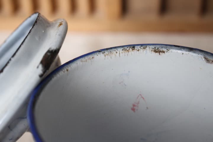 フランスアンティーク ホーローキャニスター3点 マーブル