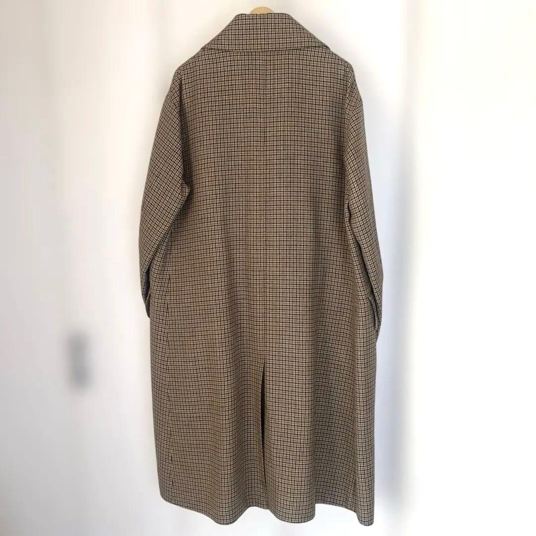 AURALEE ガンクラブチェック、ステンカラーコート　茶ベージュ系