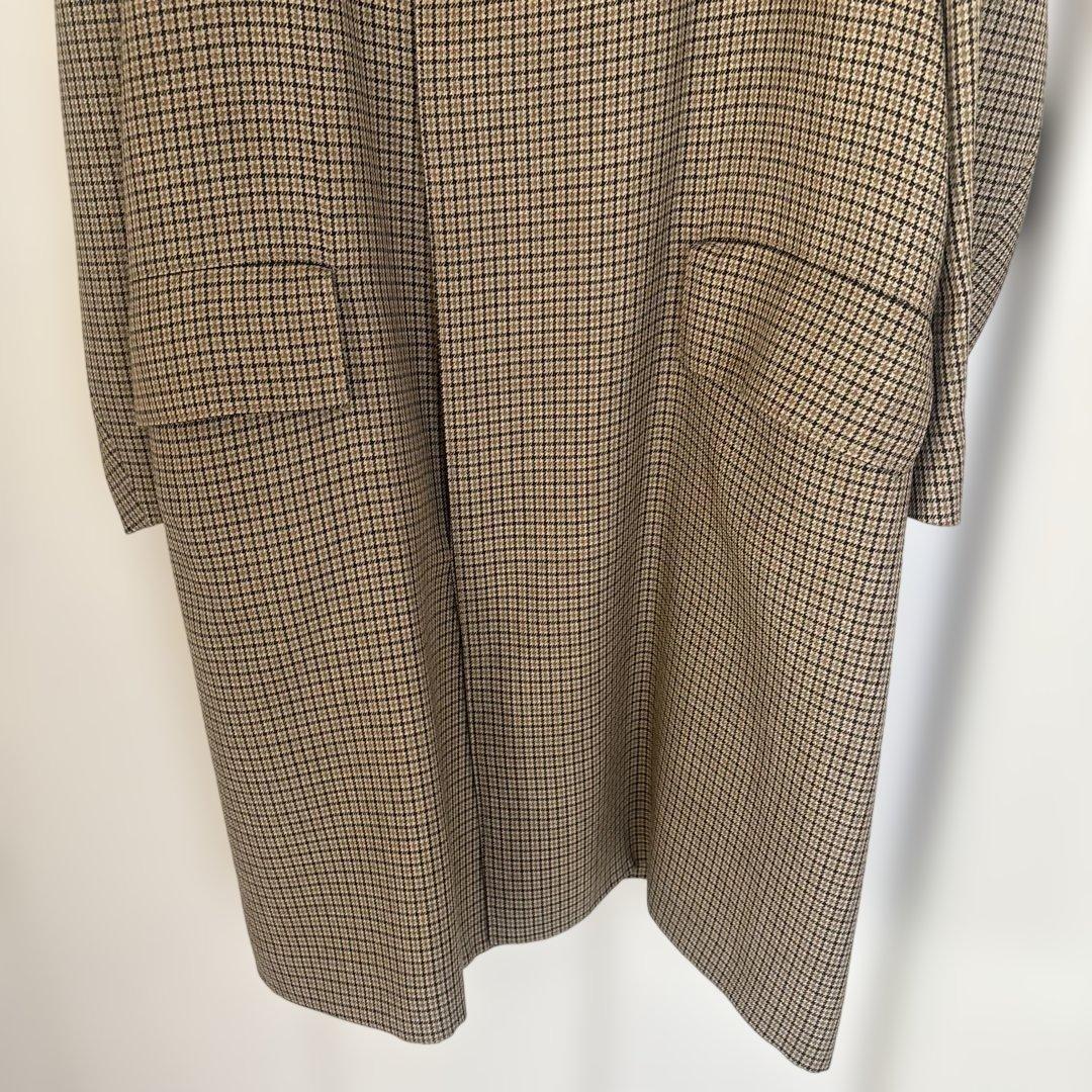 AURALEE ガンクラブチェック、ステンカラーコート　茶ベージュ系