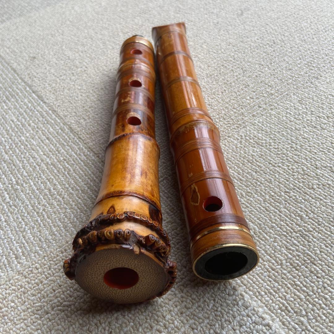 214⭐️ 尺八　一尺八寸管唄口金　中継ぎ金三線　竹峰銘他　最高級品