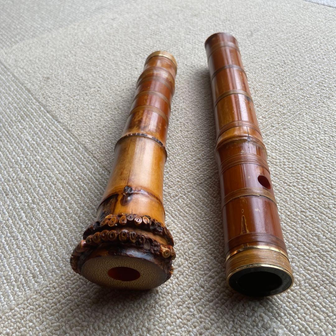 214⭐️ 尺八　一尺八寸管唄口金　中継ぎ金三線　竹峰銘他　最高級品