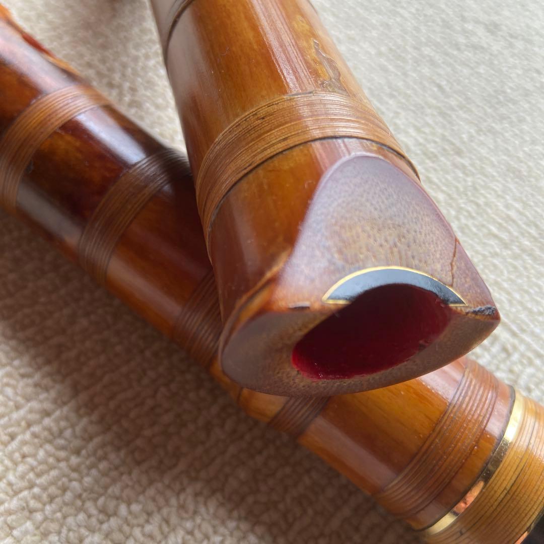 214⭐️ 尺八　一尺八寸管唄口金　中継ぎ金三線　竹峰銘他　最高級品