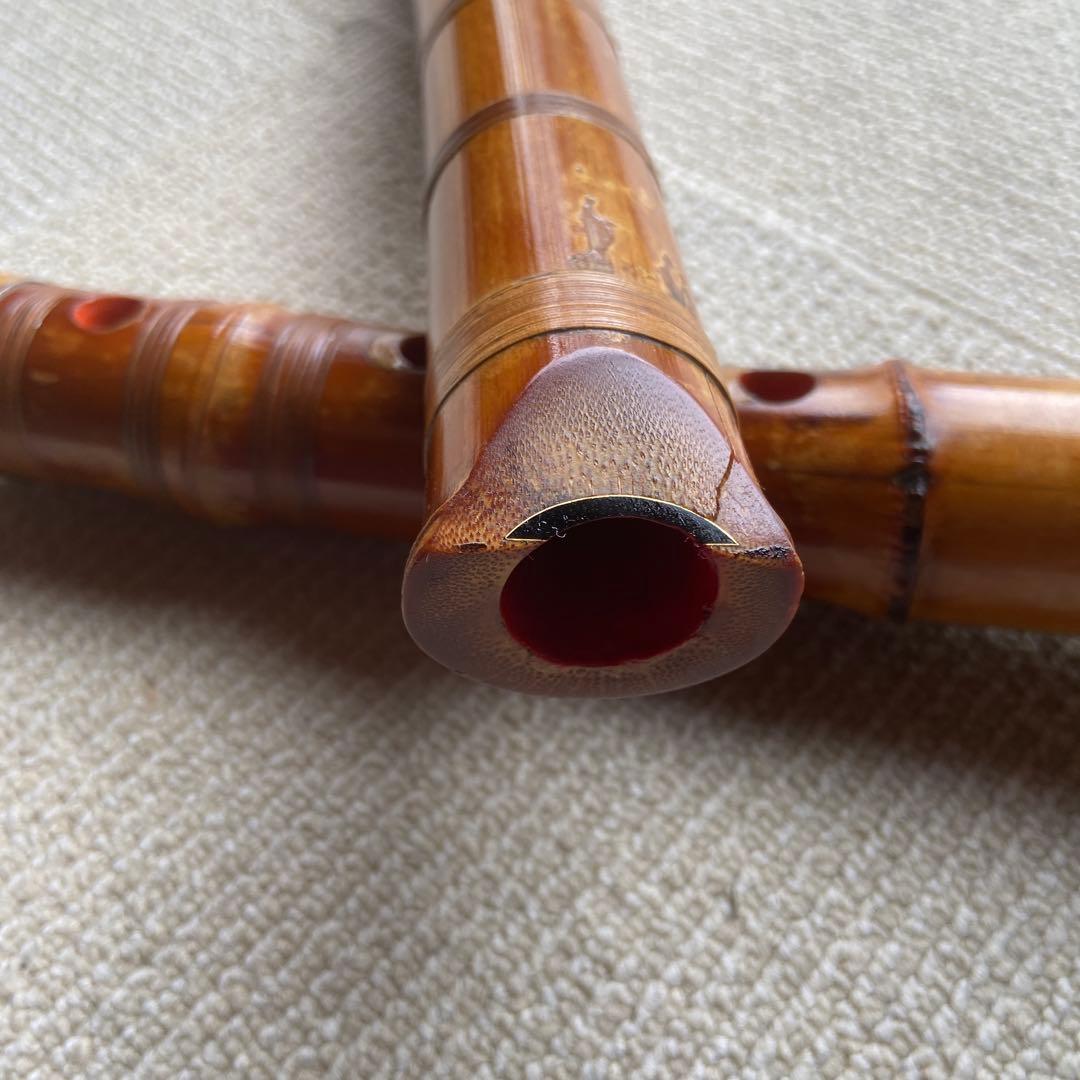 214⭐️ 尺八　一尺八寸管唄口金　中継ぎ金三線　竹峰銘他　最高級品
