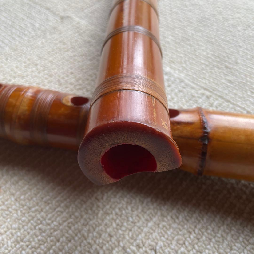214⭐️ 尺八　一尺八寸管唄口金　中継ぎ金三線　竹峰銘他　最高級品