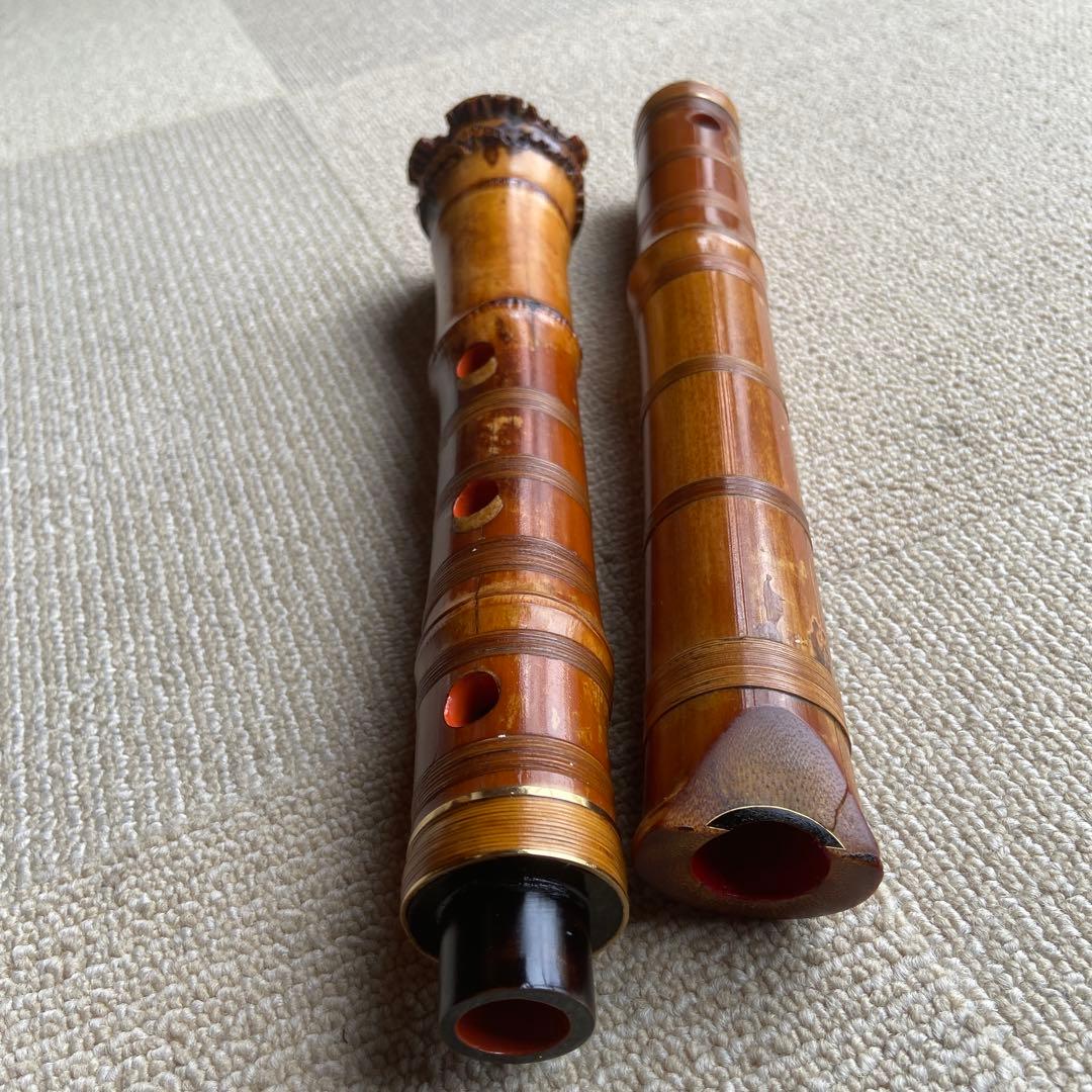 214⭐️ 尺八　一尺八寸管唄口金　中継ぎ金三線　竹峰銘他　最高級品