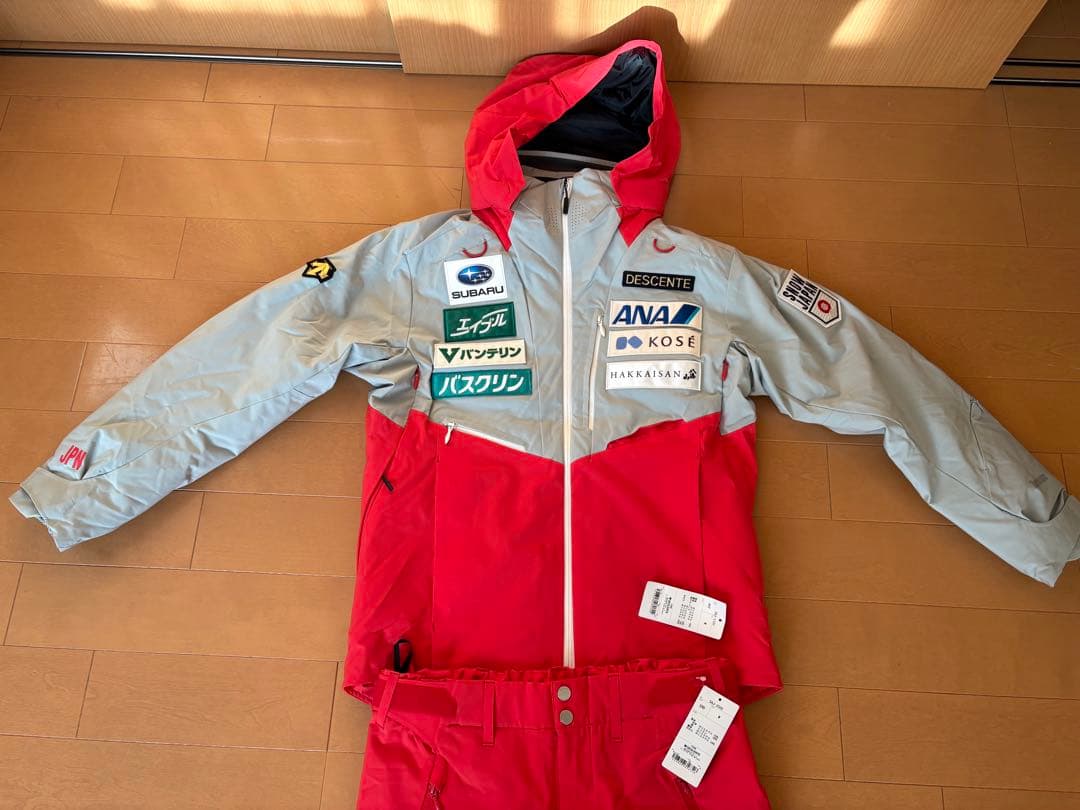 DESCENTE スキーウェア 赤/グレー